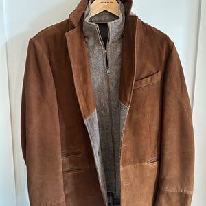 Flynt Classic Fit Distressed Suede Leather Hybrid Sport Coat (size M/38R)